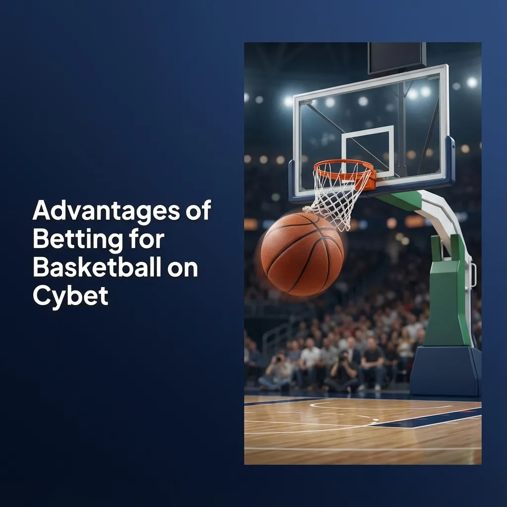 Graphic listing Cybet basketball betting advantages with icons for odds, live stats, cash-out, filters, mobile slip, and RG tools