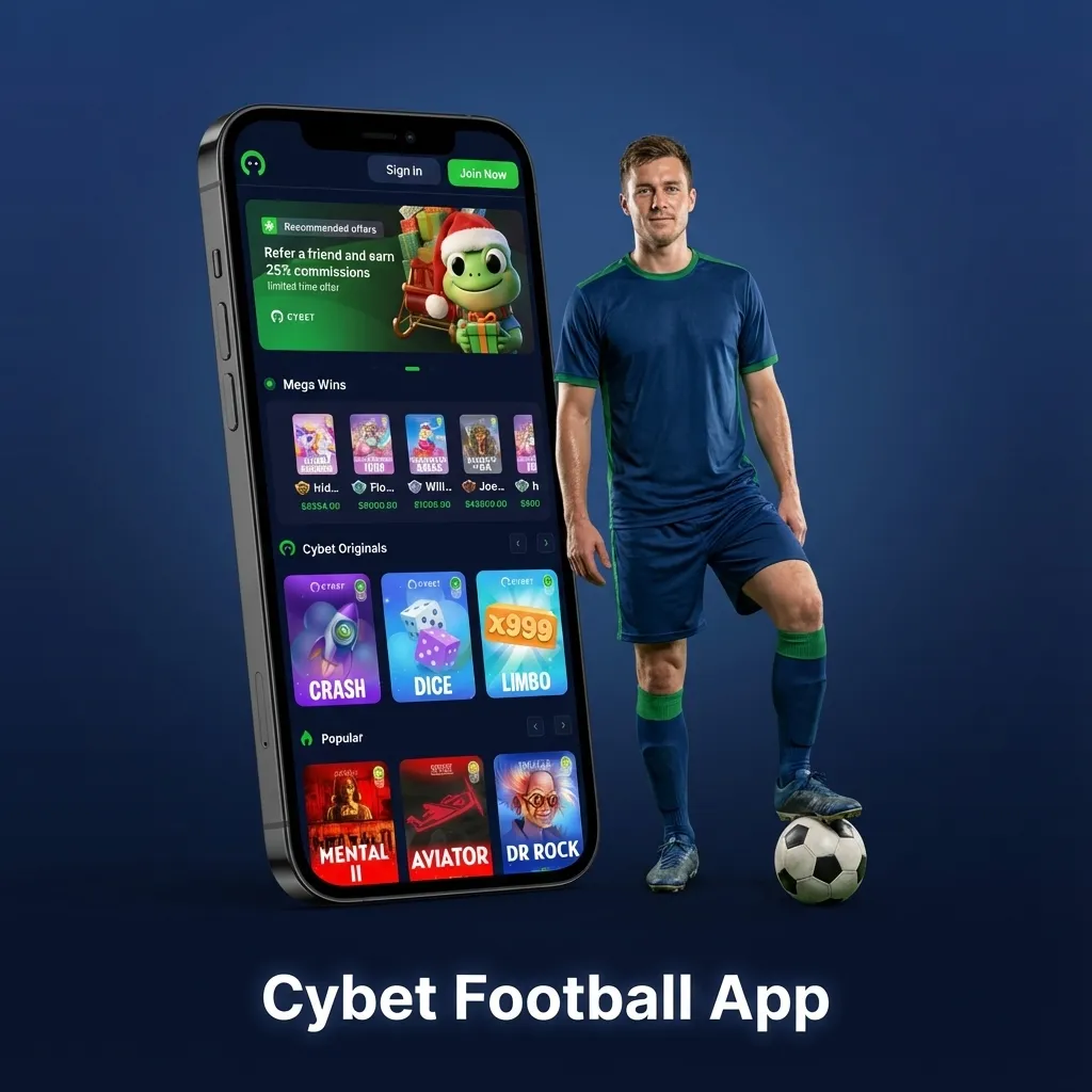 Person holding phone showing Cybet Football betting app with football match odds and bet slip on screen