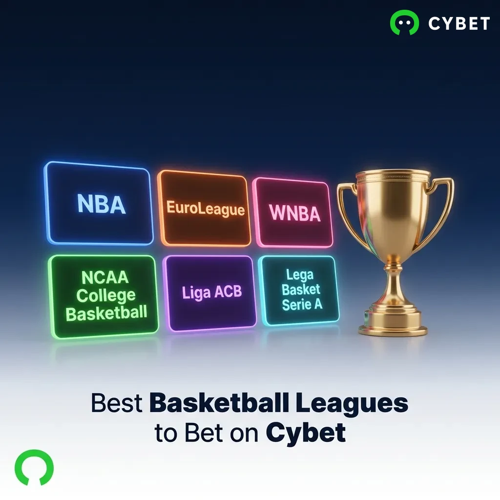 Basketball betting options showing NBA, NCAA March Madness, EuroLeague, and international tournaments on Cybet platform