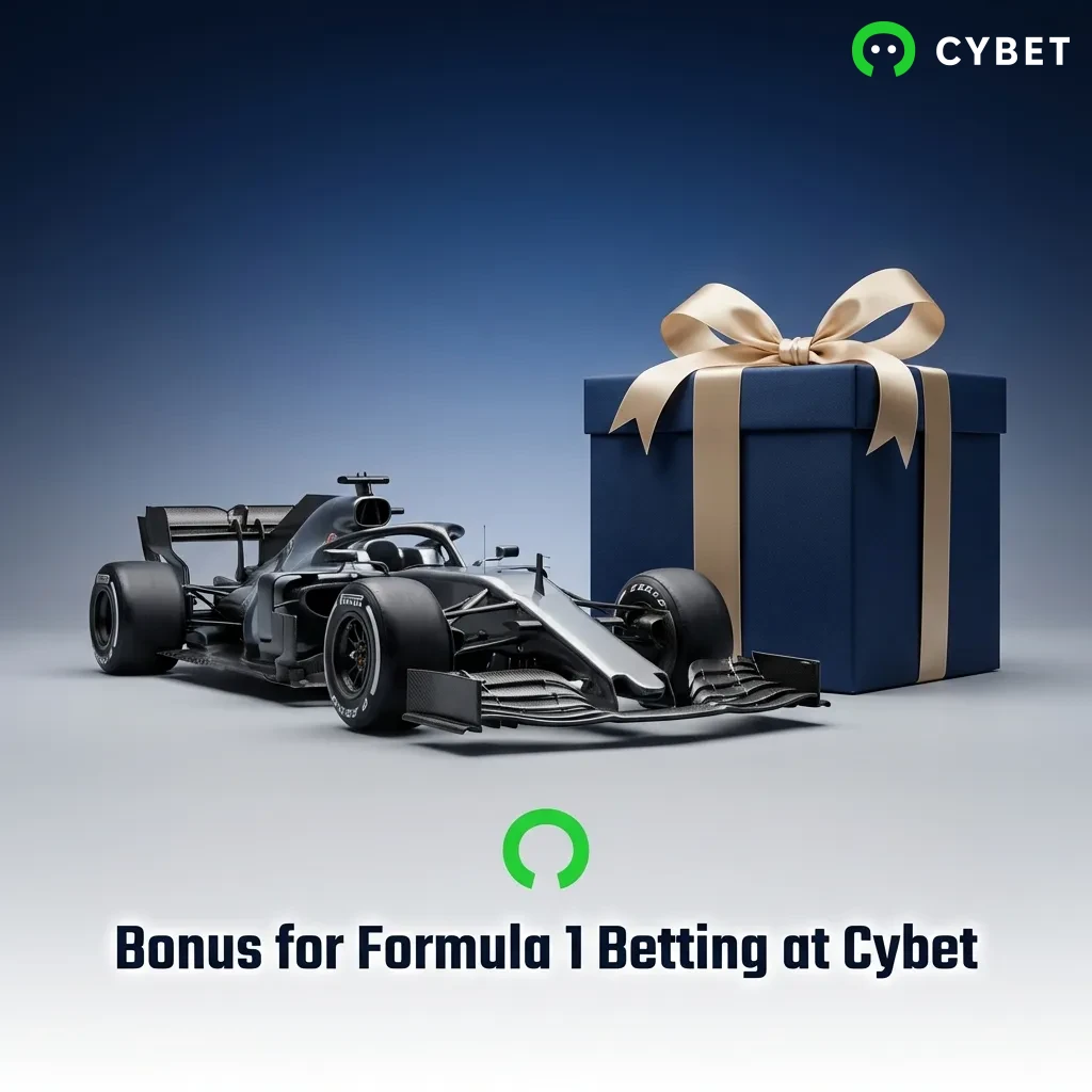 Cybet Formula 1 betting bonus banner showing 100% matched deposit bonus up to PKR 50,000 for new users on sports betting