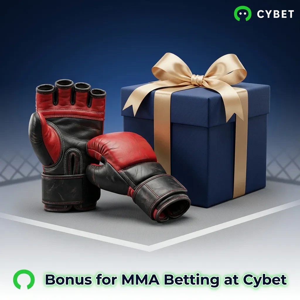 Cybet MMA betting bonus offer showing 100% match up to PKR 50,000 for new users on sports betting markets