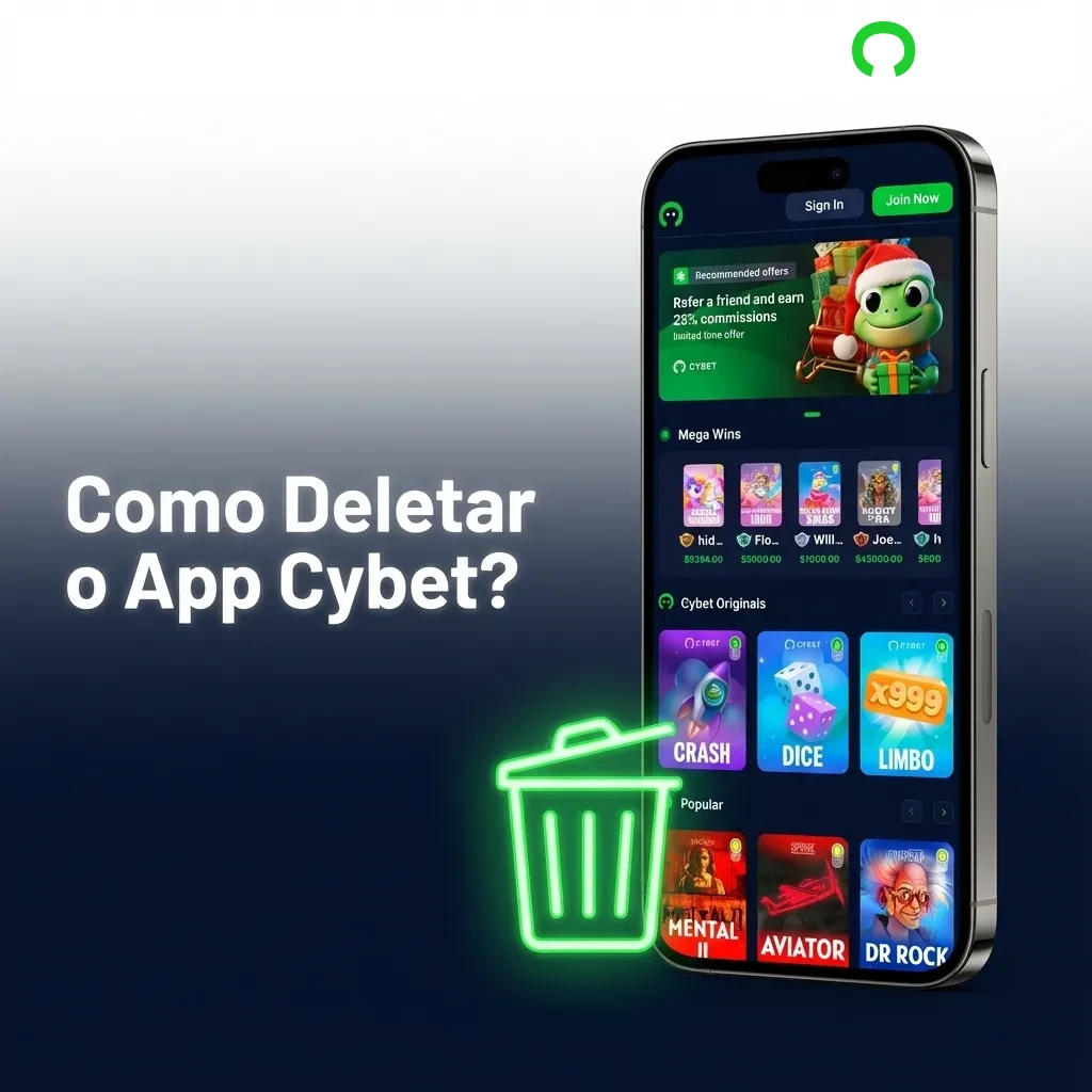 Usuário removendo o aplicativo Cybet de um smartphone através do menu de desinstalação na tela inicial