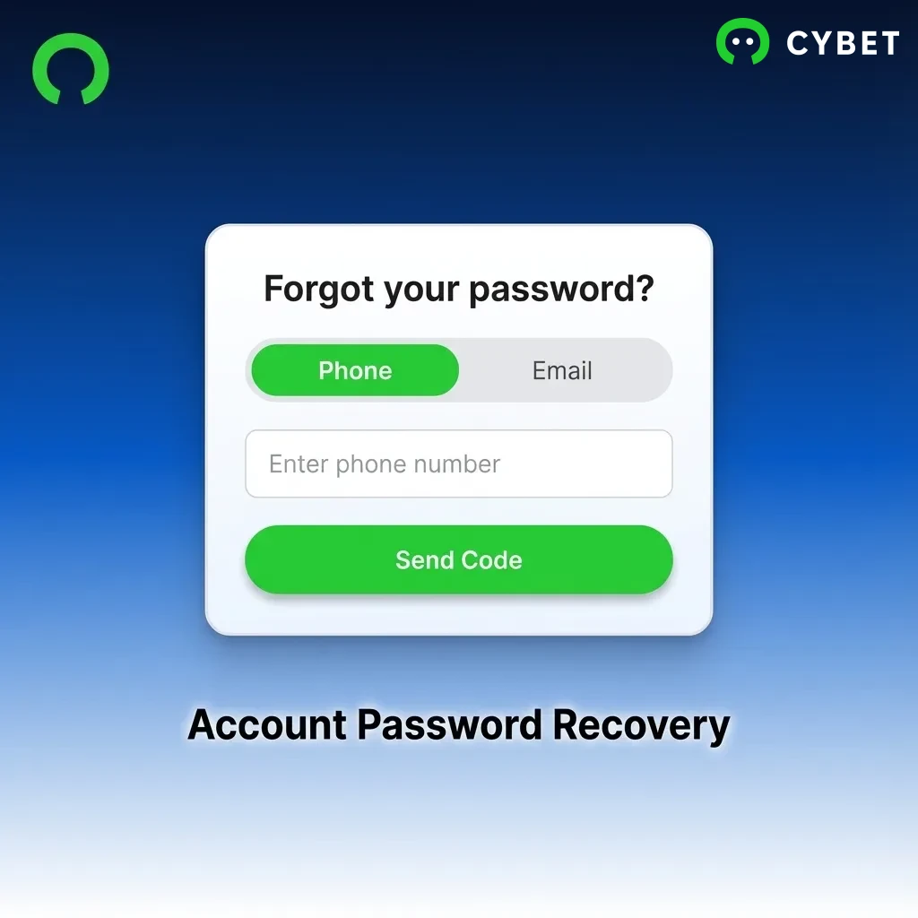 Password recovery process showing steps to reset account credentials via email or phone verification.