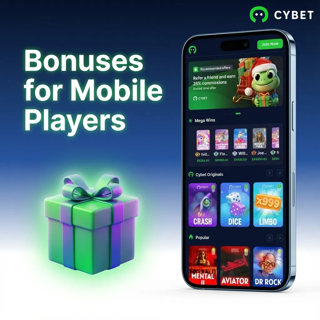 Mobile casino bonuses including 100% welcome match up to 500 USDT, reload bonuses, and free bets for app users