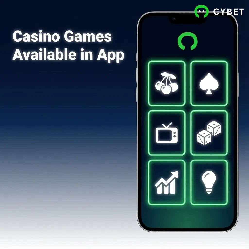 Cybet mobile casino app showing popular games including slots, live dealer games, and table games like blackjack and roulette