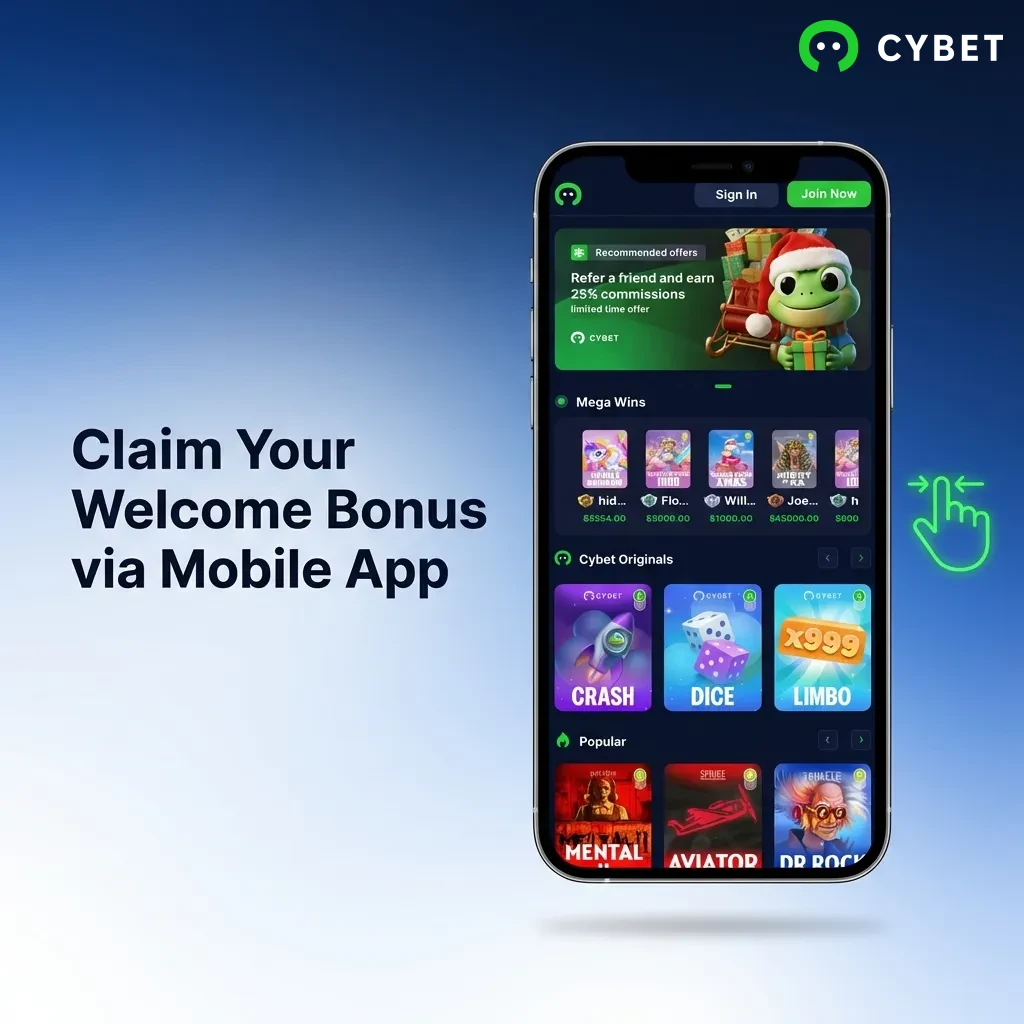 Mobile app interface showing welcome bonus registration and deposit process for new users