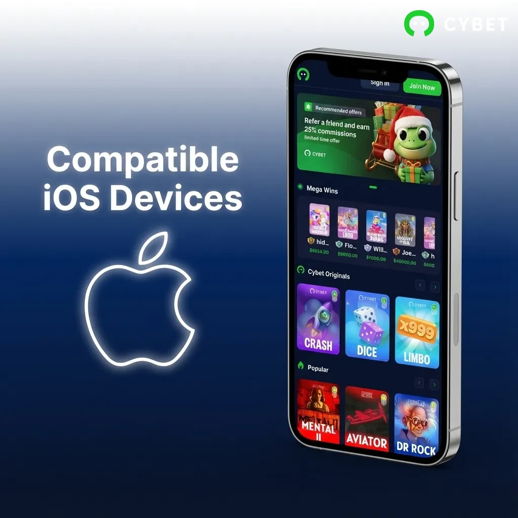 List of compatible iOS devices including iPhone models X through 15 and iPad Air and Pro models