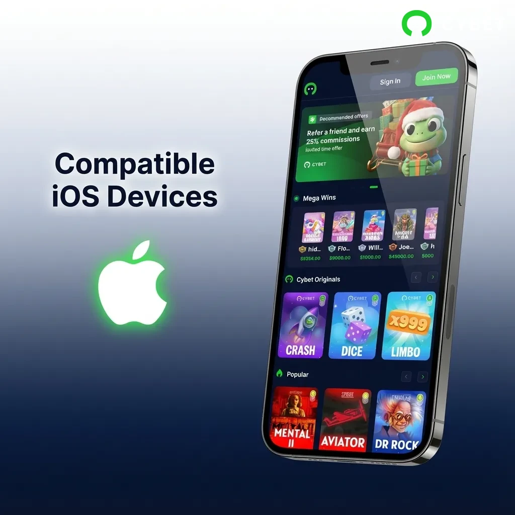 List of compatible iOS devices including iPhone X through 15 series, iPad Pro, iPad Air, and iPad Mini models