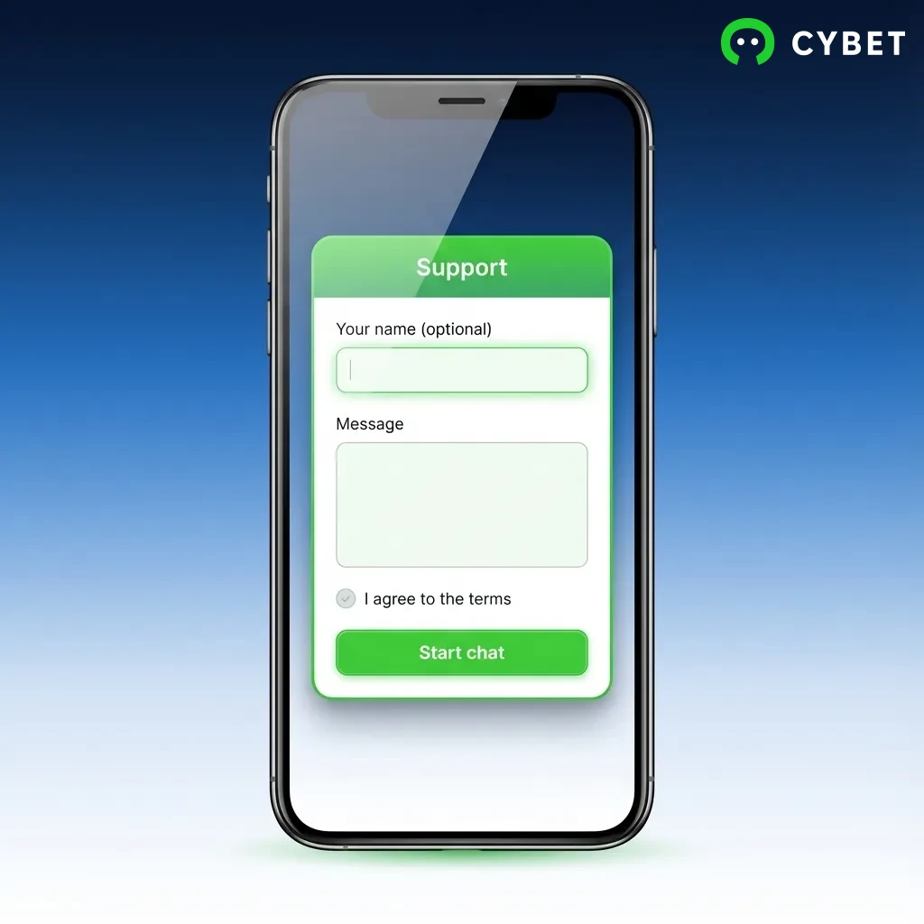 Cybet 24/7 customer support options showing live chat, email, phone, and FAQ with availability and response times