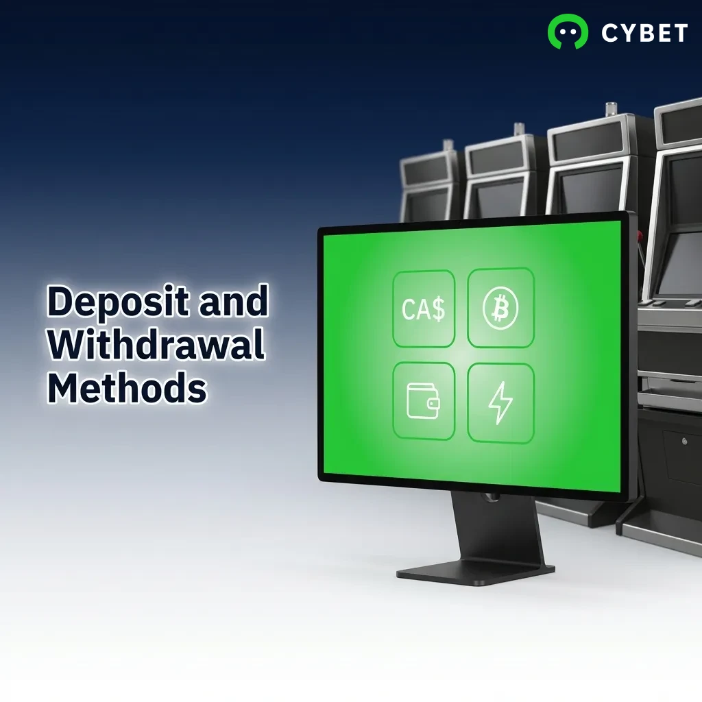 Cybet payment methods including USDT, BTC, ETH, and other cryptocurrencies for deposits and withdrawals