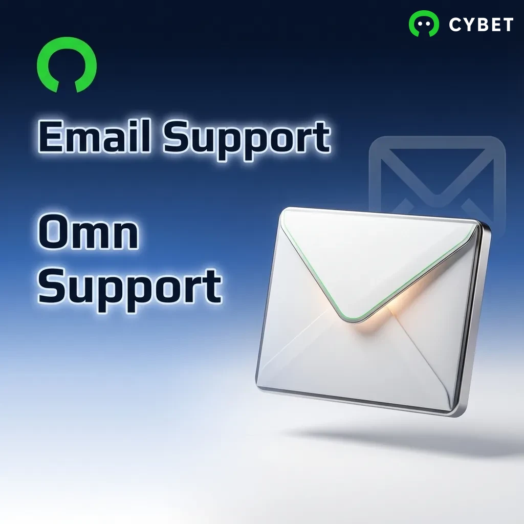 Email support icon for Cybet customer service showing contact address support@cybet.in for non-urgent inquiries