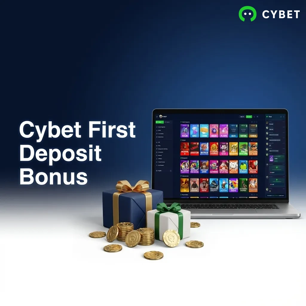 Cybet welcome bonus offer showing 100% match up to 500 USDT plus 50 free spins for new players in Pakistan