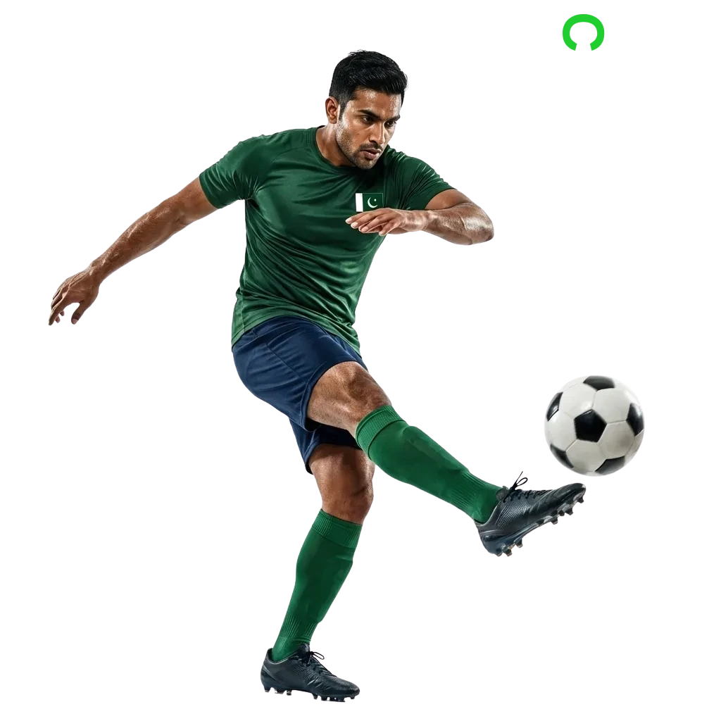 Football betting platform showing live odds, match markets, and welcome bonus offer for Pakistani players