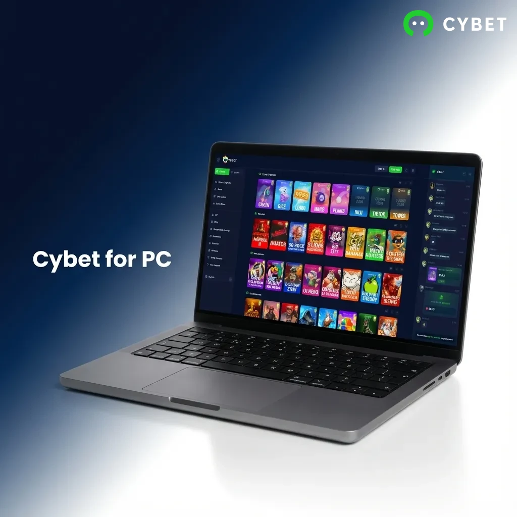 Cybet desktop app download screen showing Windows and macOS installation options for PC gaming