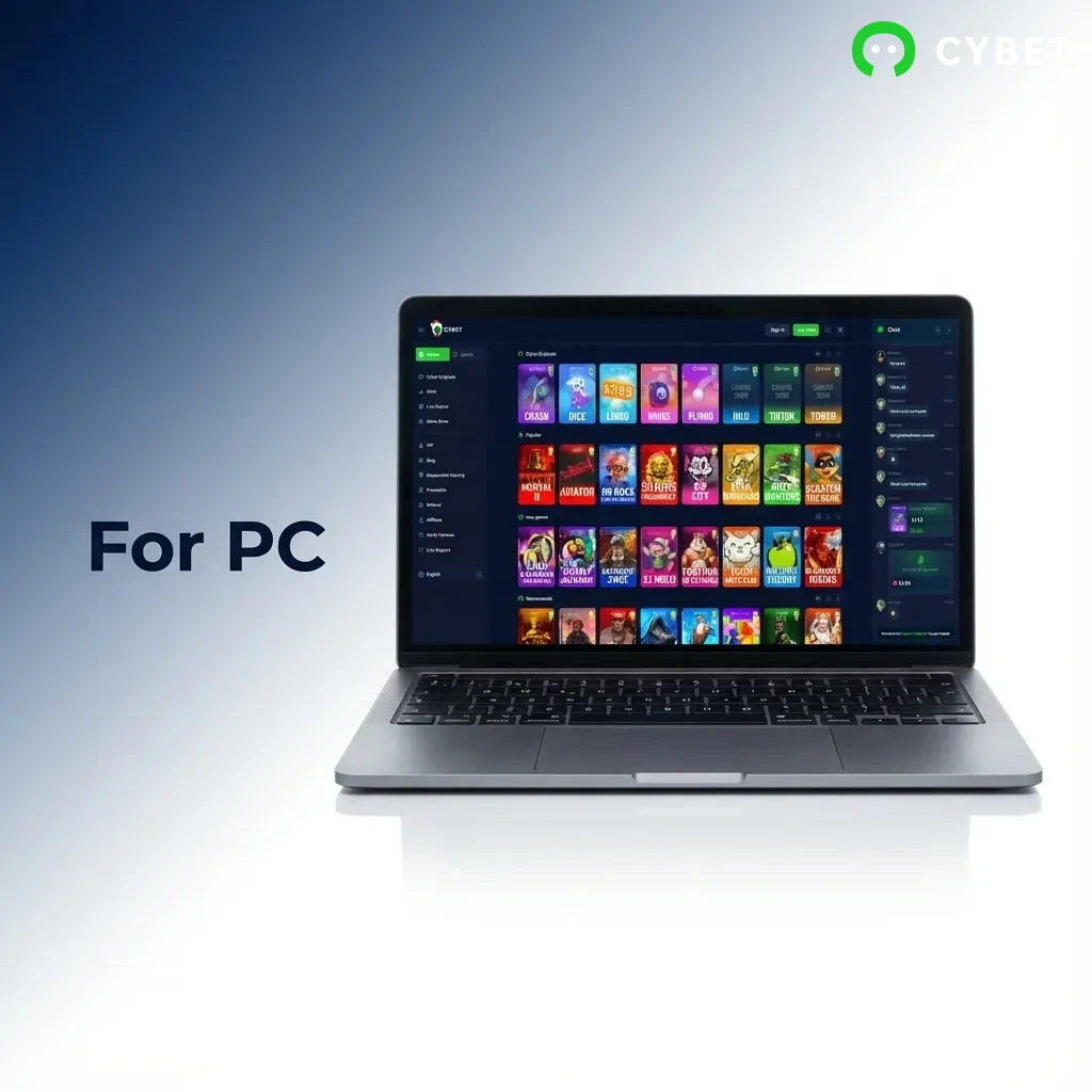 Desktop website interface showing PC gaming access through web browser on Windows or macOS computer
