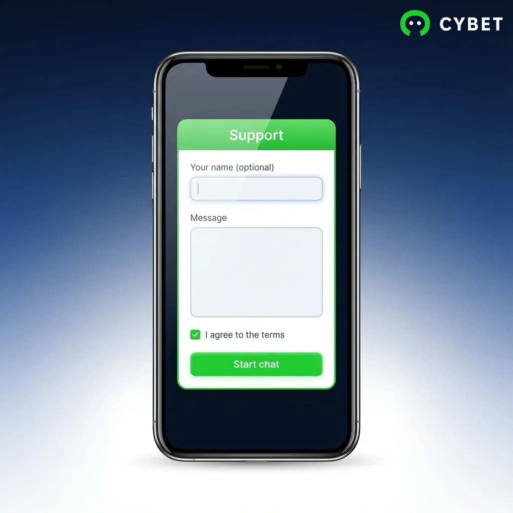 User logging into Cybet mobile app by entering email and password on smartphone screen