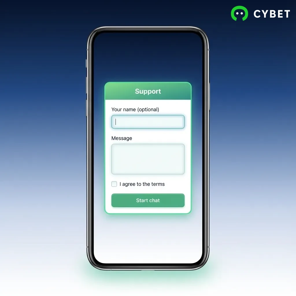 Mobile app login screen showing email and password fields with sign-in button on Cybet application interface