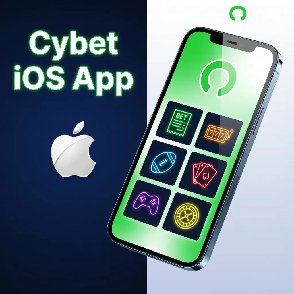 Cybet iOS app interface showing sports betting and casino games on iPhone and iPad devices