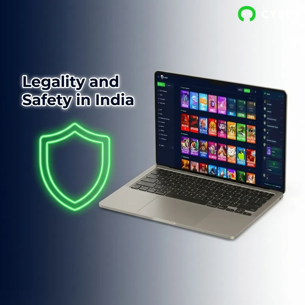 Online casino interface showing Curacao gaming license badge and SSL security certificate for Indian players