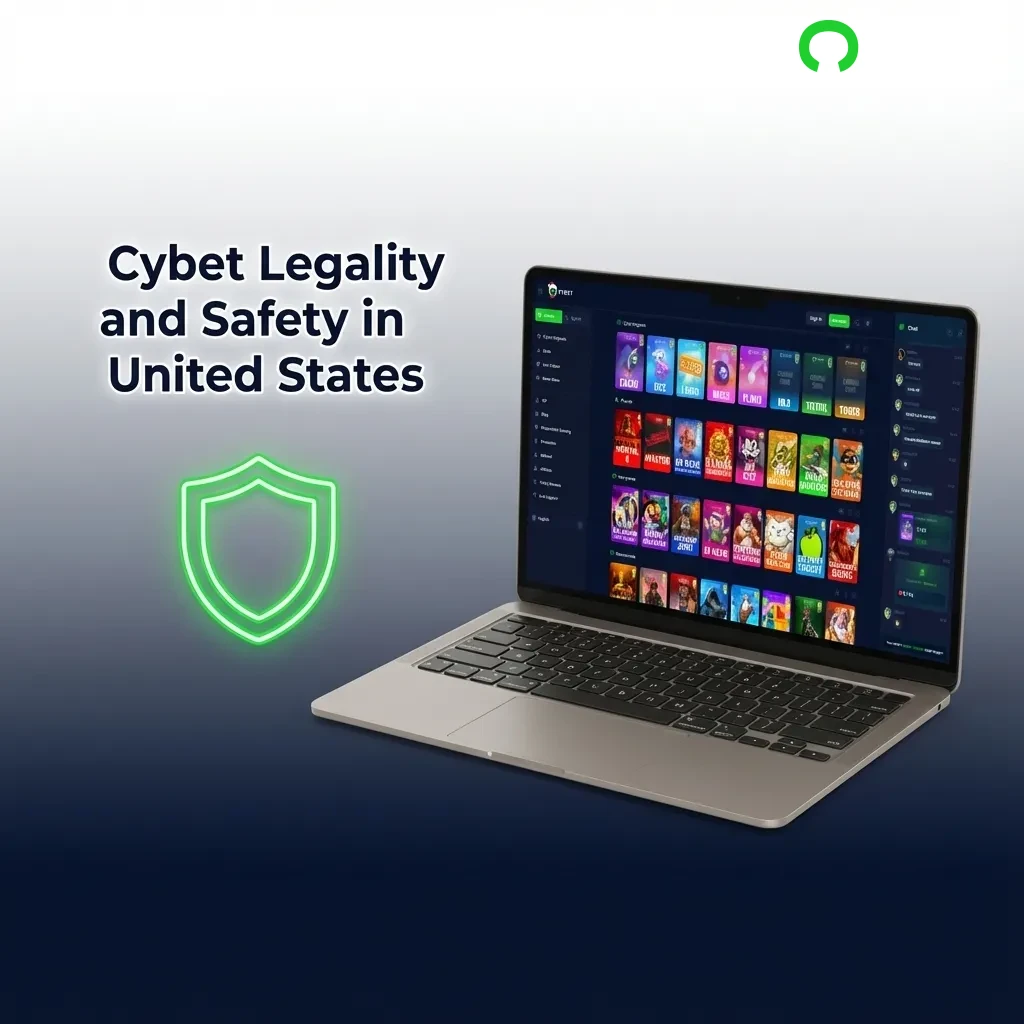 Cybet online casino security features including SSL encryption, gaming license badge, and responsible gambling tools