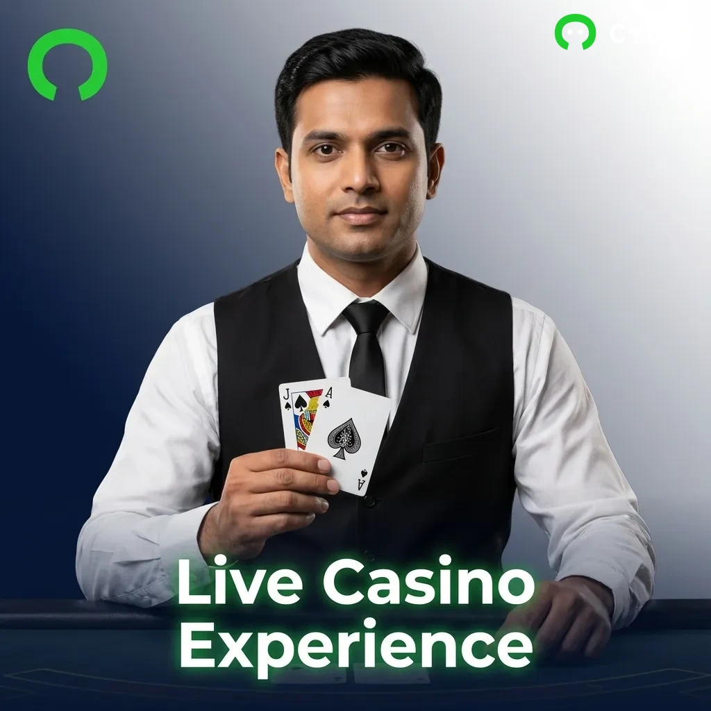Professional dealers broadcast HD live casino games including roulette, blackjack, baccarat, and Indian favorites like Teen Patti.