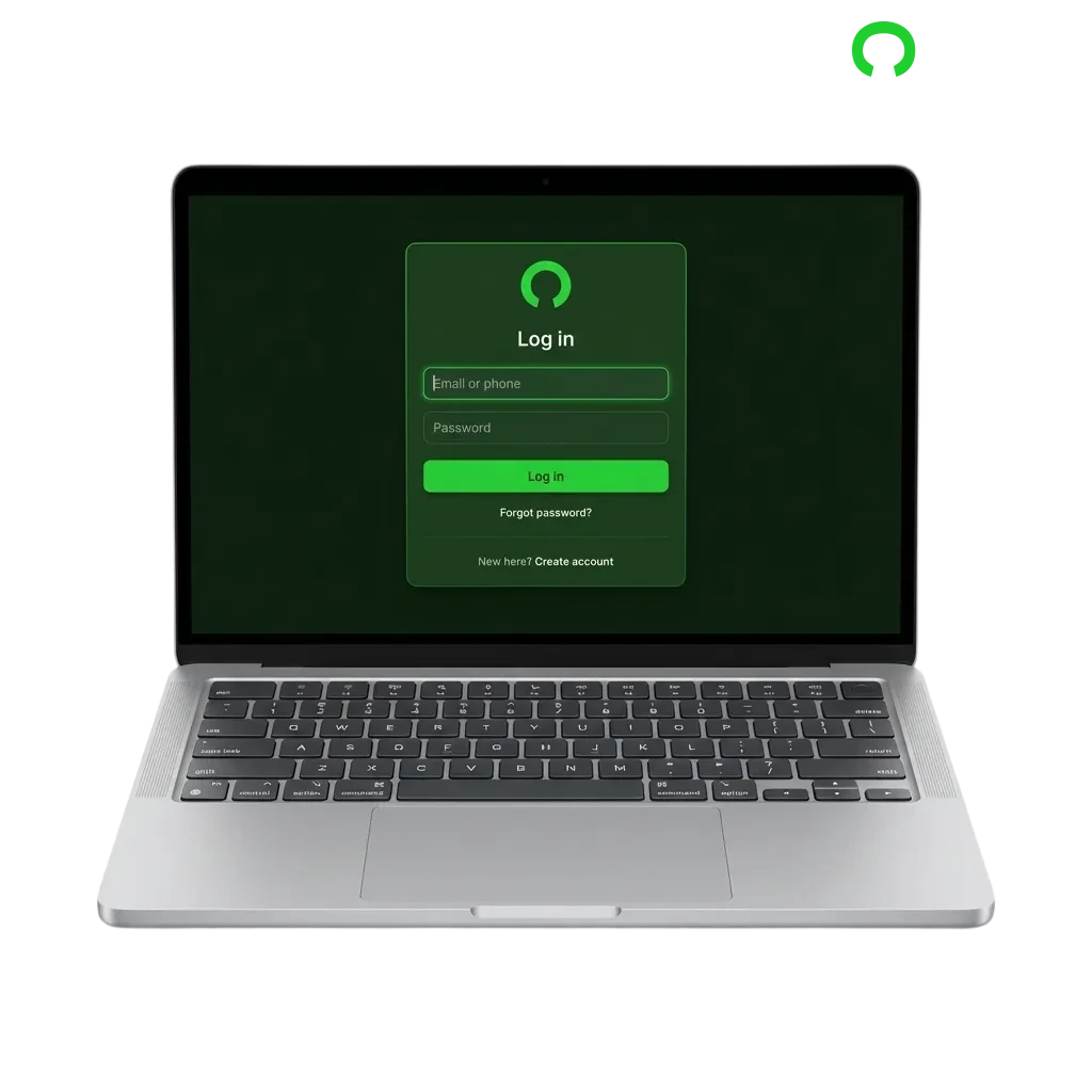 Cybet login interface showing secure account access with email and password fields for Pakistan users