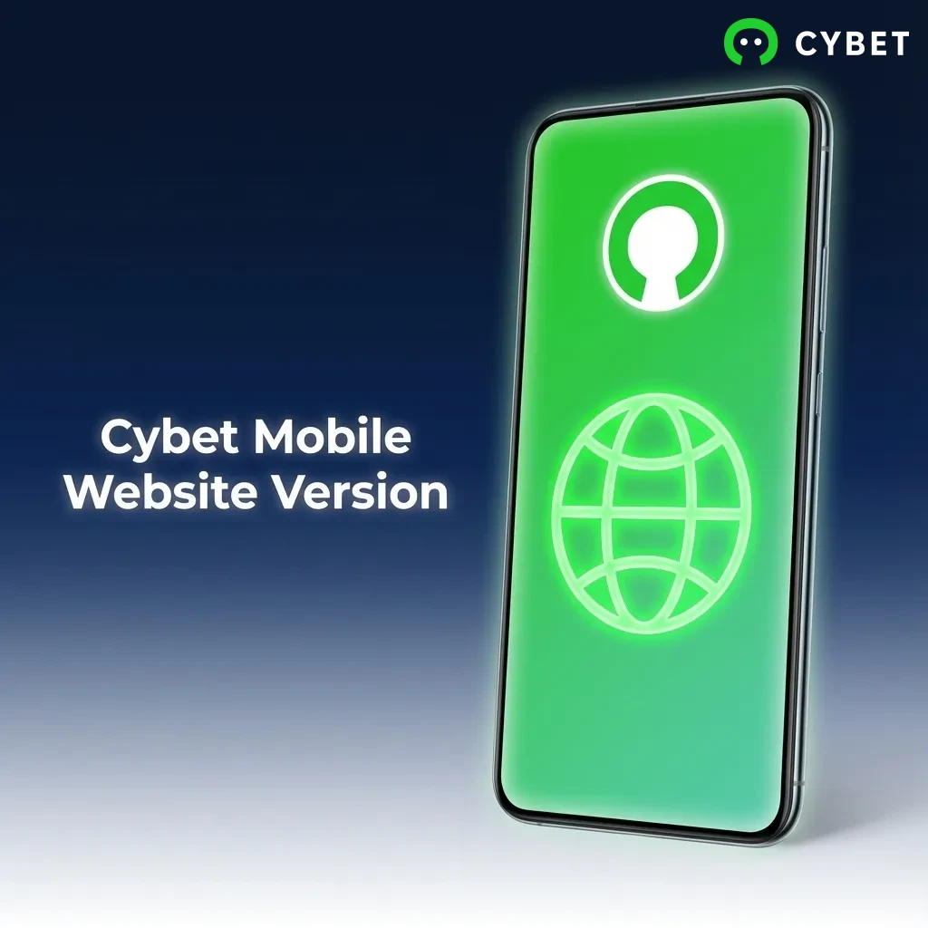 Cybet mobile website interface on smartphone showing betting options and casino games accessible via browser
