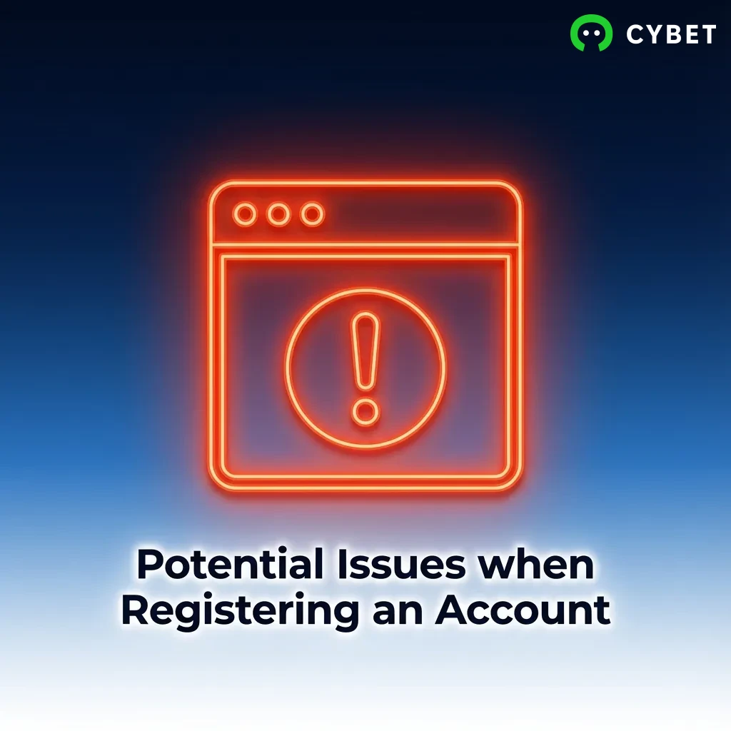 Troubleshooting guide showing common account registration problems and solutions for online gaming platform users