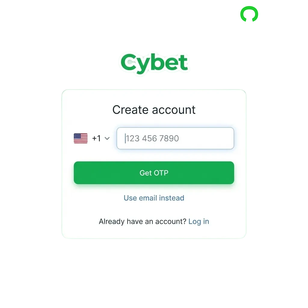 Cybet registration interface showing login form and verification steps for Pakistan players to access betting and casino games.