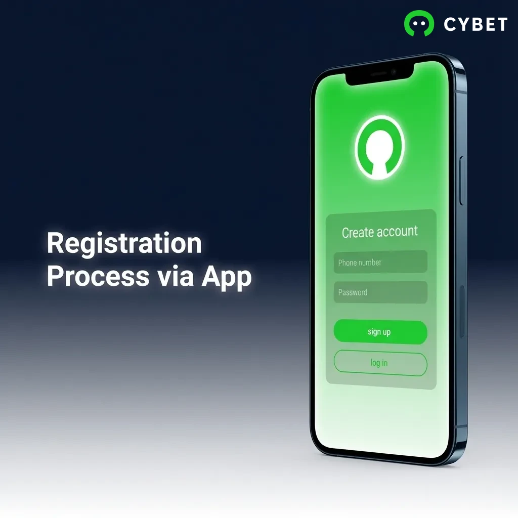 Mobile app registration screen showing sign-up process with fields for phone number, password, and personal details.