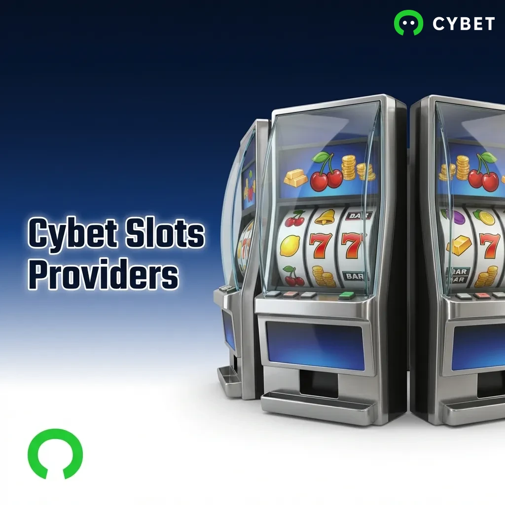 Cybet Slots Providers logo featuring top gaming developers like Pragmatic Play, NetEnt, Play'n GO, and Microgaming