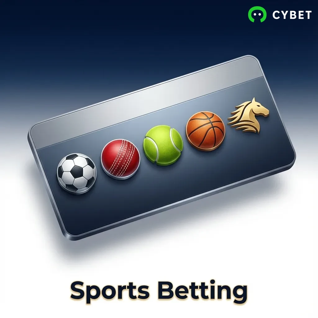 Sportsbook interface showing 30+ sports including cricket, football, kabaddi, and esports betting options