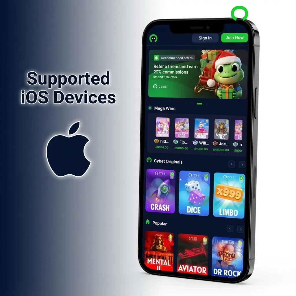 List of compatible Apple devices for Cybet app including iPhone, iPad, and iPod Touch models