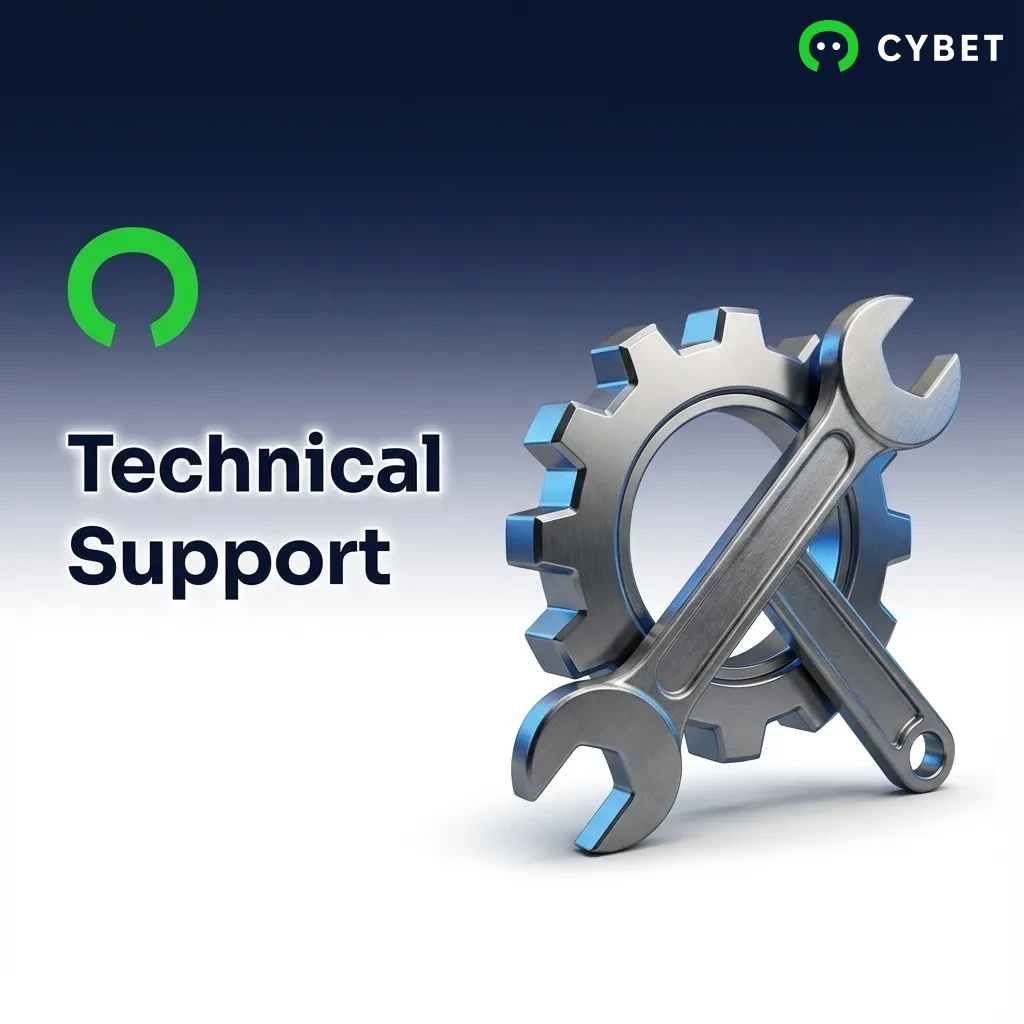 Technical support team icon with headset, computer screen, and tools for troubleshooting platform issues