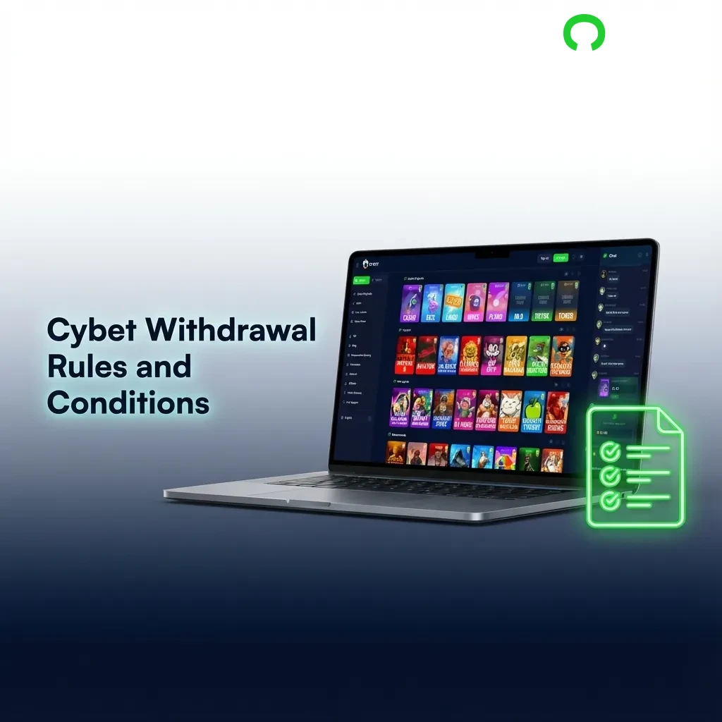 Cybet withdrawal rules document showing verification requirements, wagering conditions, and payment processing guidelines
