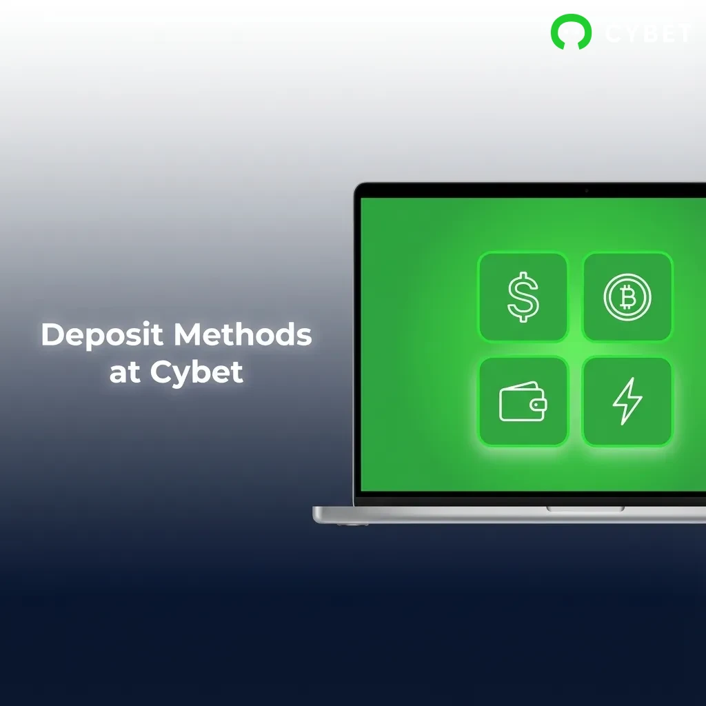 Cybet deposit methods interface showing cashier section with multiple payment options and step-by-step funding process
