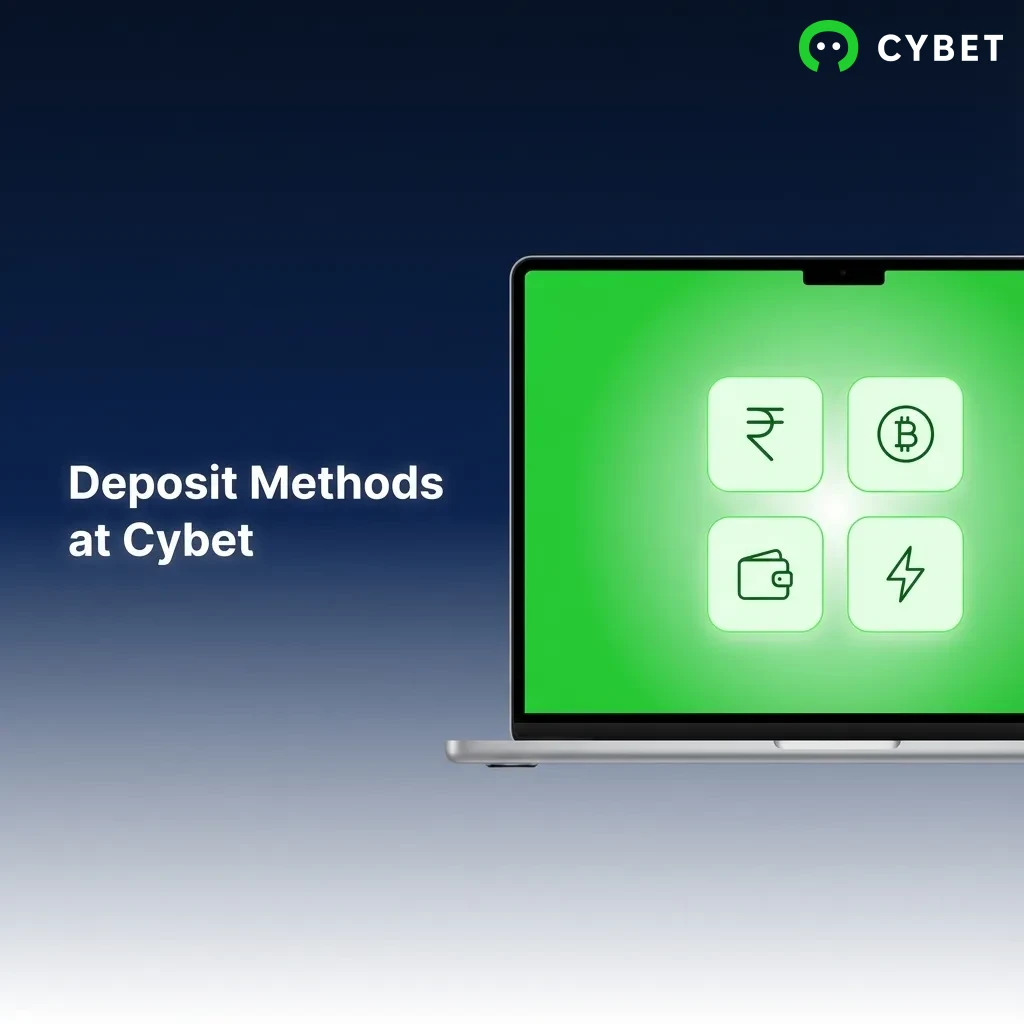 Cybet deposit methods interface showing UPI, digital wallets, and card payment options for Indian users