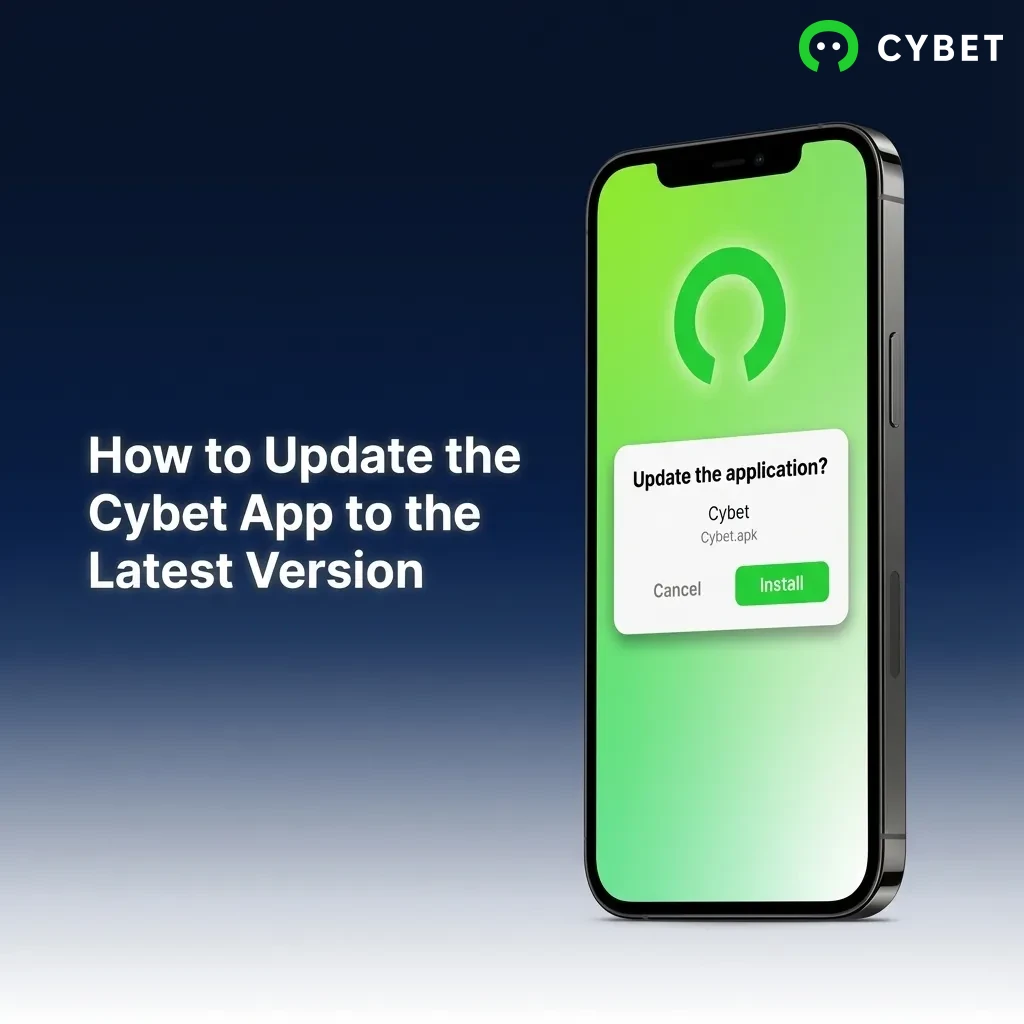 Cybet app icon on iPhone screen showing automatic web-based updates without manual installation required