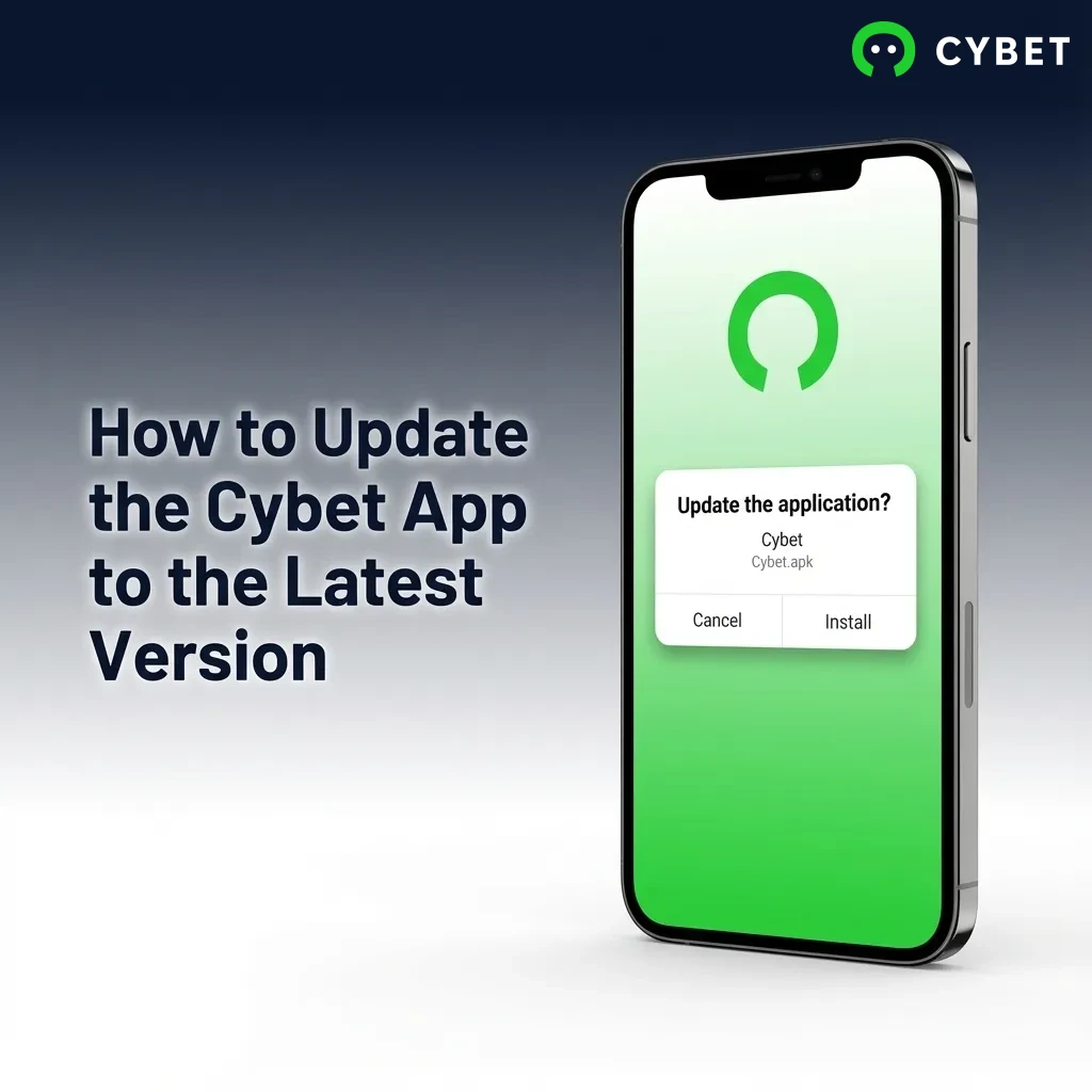Smartphone displaying Cybet PWA interface with browser refresh icon, illustrating automatic update process