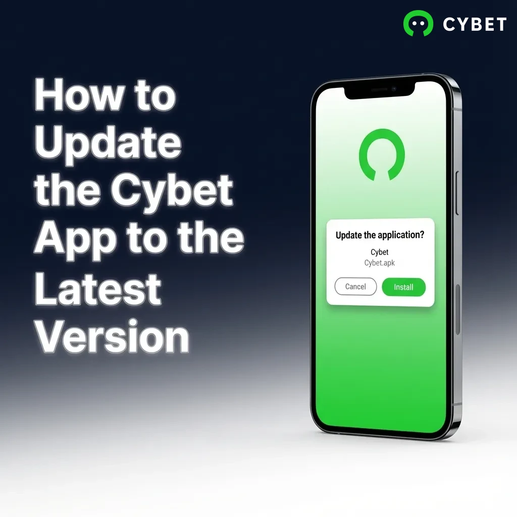 Cybet app interface showing automatic update notification with refresh prompt on screen