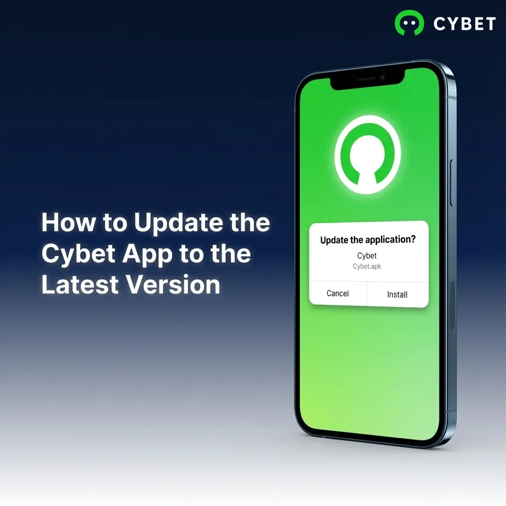 Cybet app icon on iPhone screen showing automatic web-based updates without manual installation required