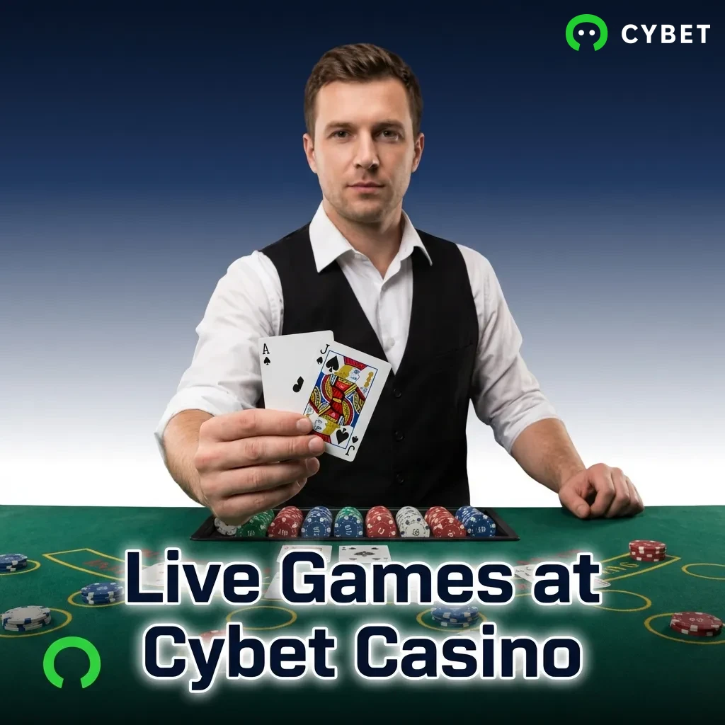 Live dealer tables at Cybet Casino with professional croupiers streaming roulette, blackjack, and baccarat games 24/7