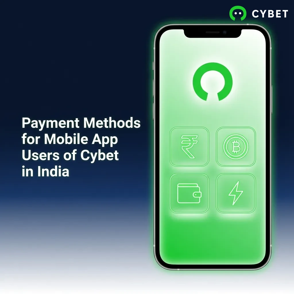 Cybet India mobile app payment methods including UPI, bank transfer, e-wallets, crypto, and cards with deposit limits