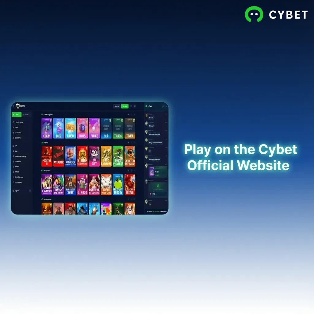 Player accessing Cybet sports betting and casino games through web browser on official website