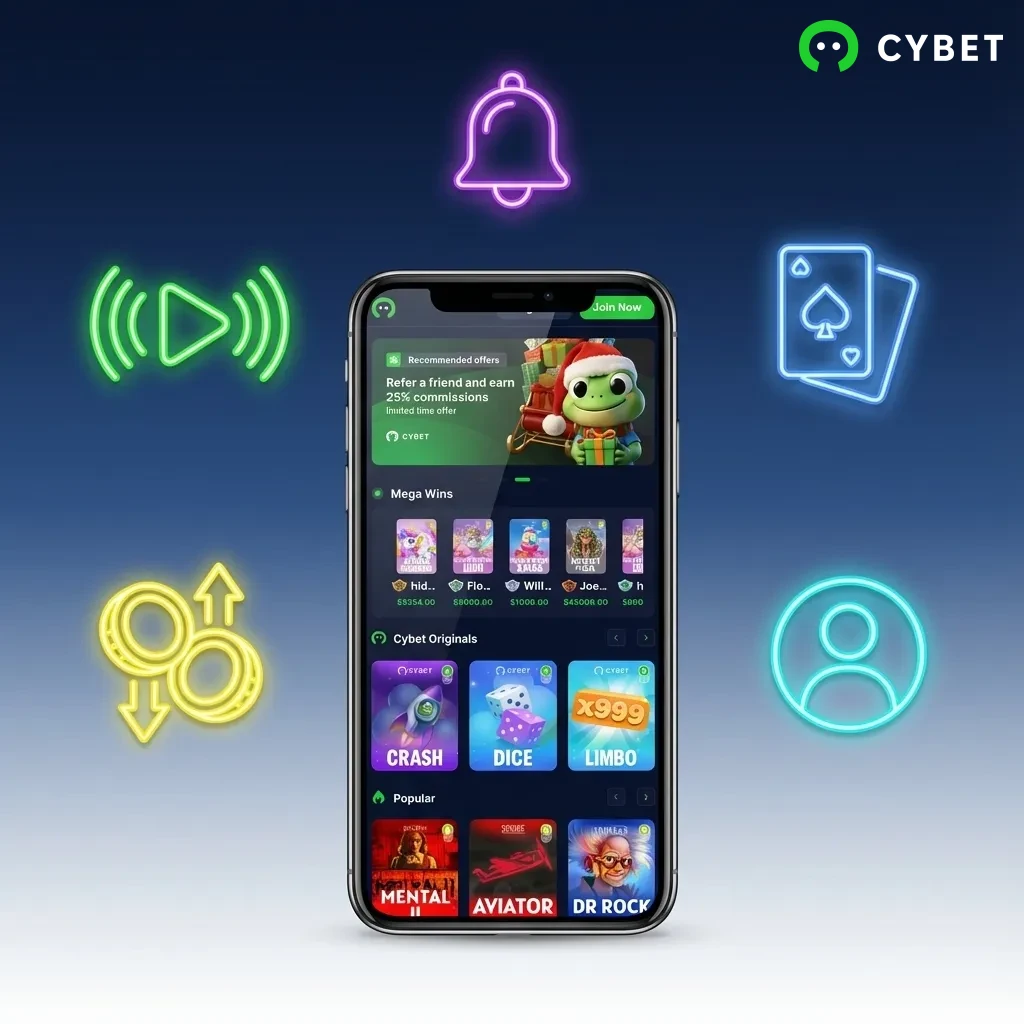 App Cybet com apostas ao vivo, cassino, depósitos via Pix e notificações personalizadas para dispositivos móveis