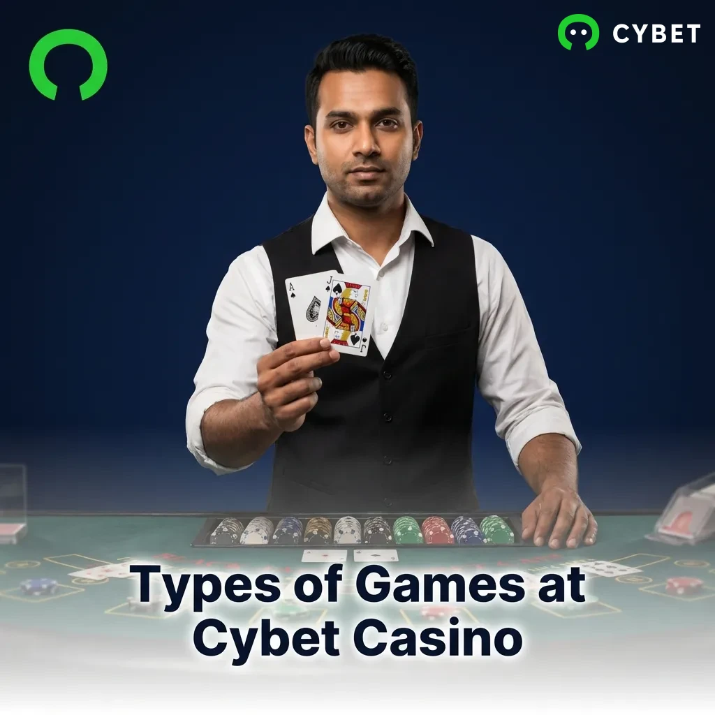 Colorful casino gaming interface showing slots, table games, and jackpot options at Cybet Casino for Indian players