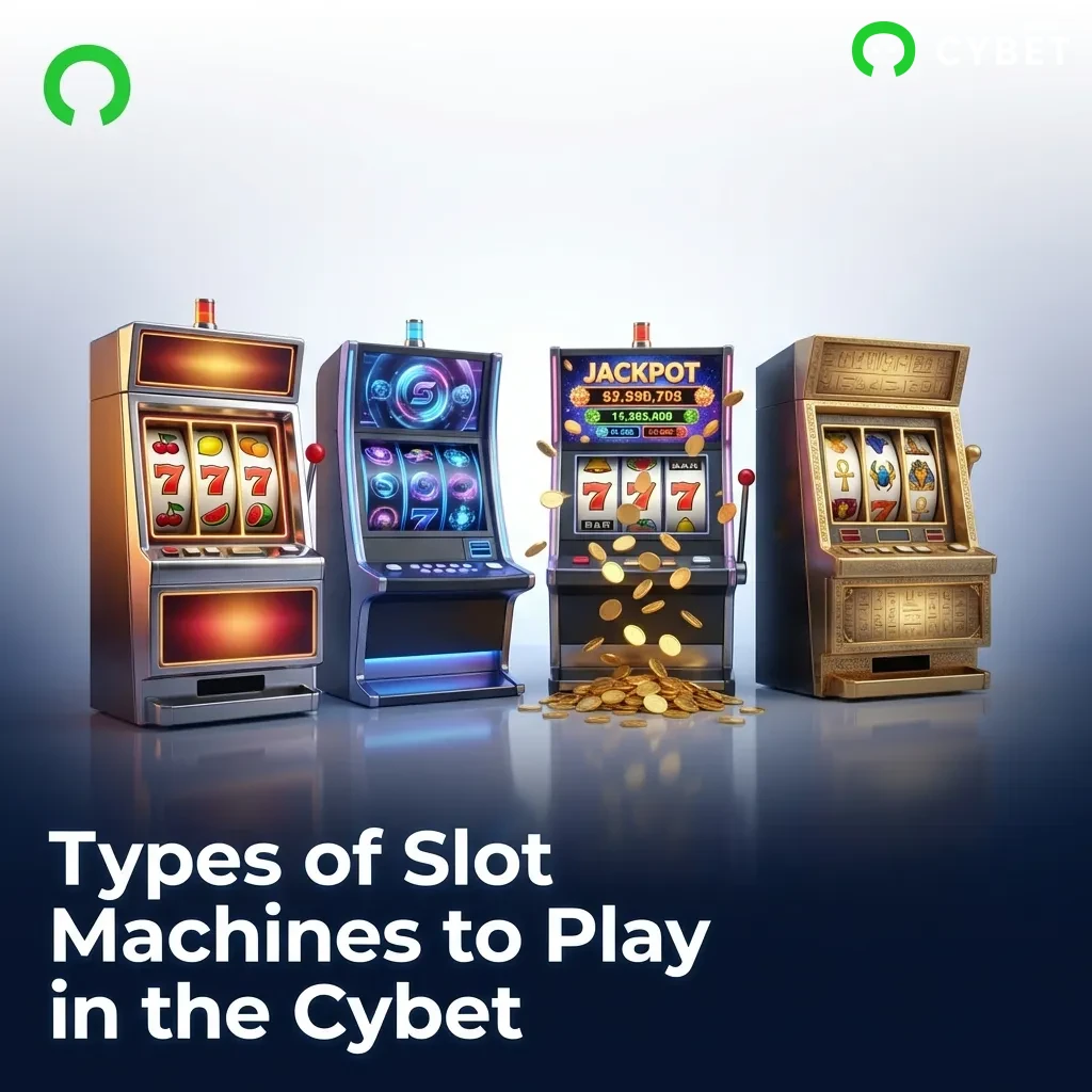 Cybet casino slot machine varieties including classic, video, progressive jackpot, Megaways, cluster pays, and branded slots