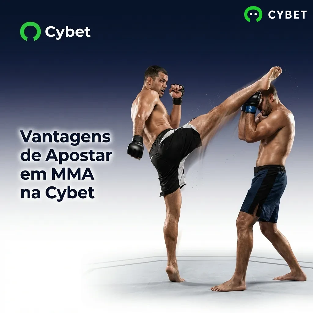 MMA fighter in octagon with betting odds overlay showing various wagering options and statistics on Cybet platform