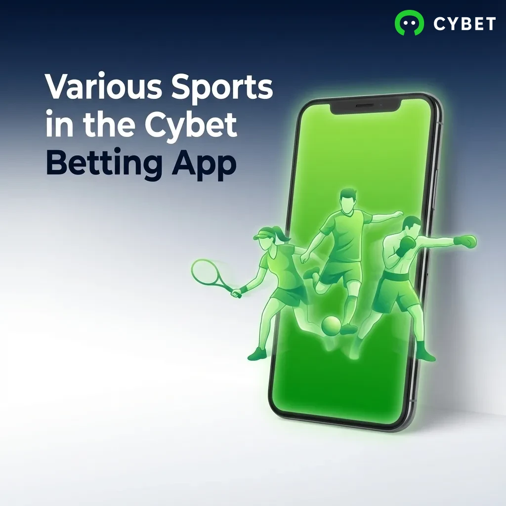 Cybet betting app interface showing various sports options including cricket, football, tennis, basketball, and esports.