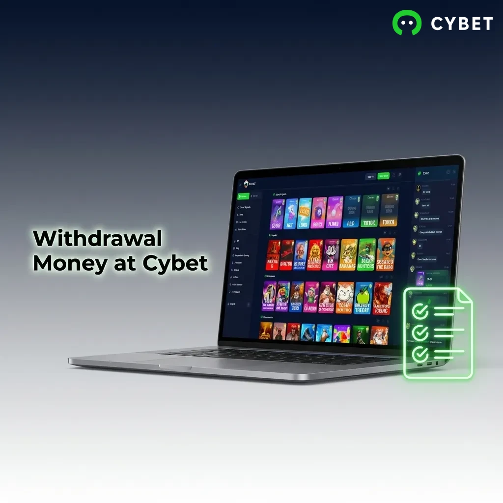 Cybet withdrawal dashboard showing steps to cash out winnings with payment method selection and amount entry fields.